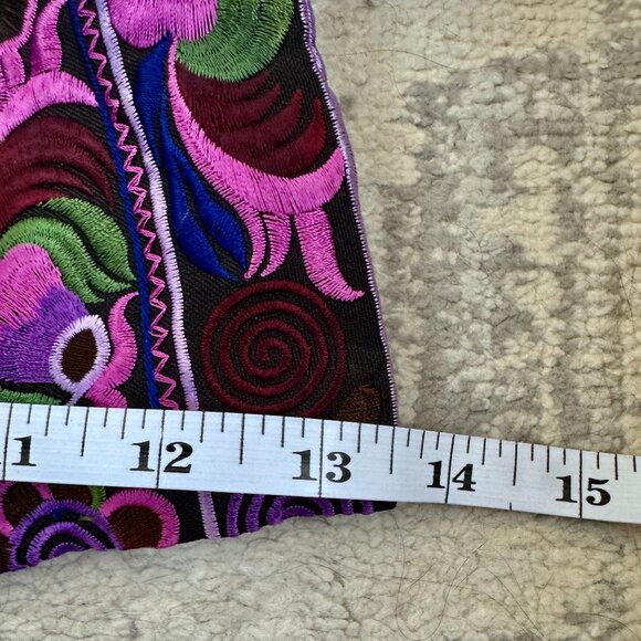 Purple and Pink Embroidered Hmong Crossbody Bag - Picture 8 of 10